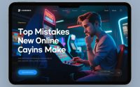 Illustration of a new online casino player making common mistakes while gambling online.