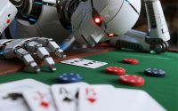 Illustration of AI technology monitoring gambling behavior on digital platforms.