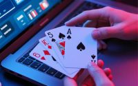 Illustration of global online gambling growth with digital casino icons and mobile devices.