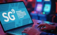 Illustration of 5G technology transforming online casino gaming with mobile devices and live dealer features.